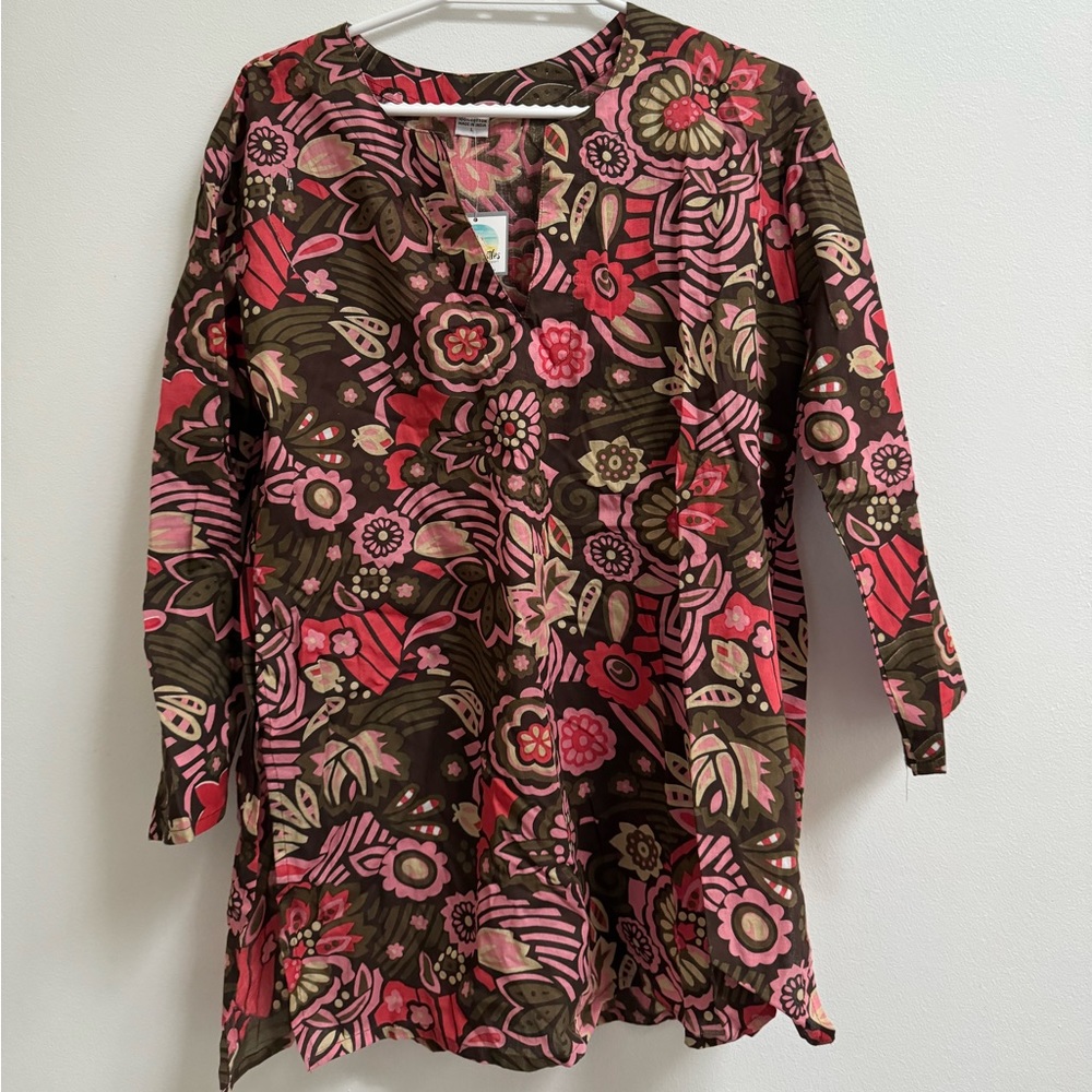 Boutique Printed Cotton Blouse L - Picture 1 of 6